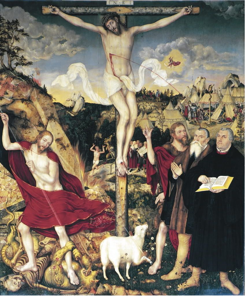 Lucas Cranach el Joven, Iglesia de Weimar en 1555 CranachWeimarAltar2.jpg Lucas Cranach the Younger in 1555, at Weimar picture by AngloLuterano