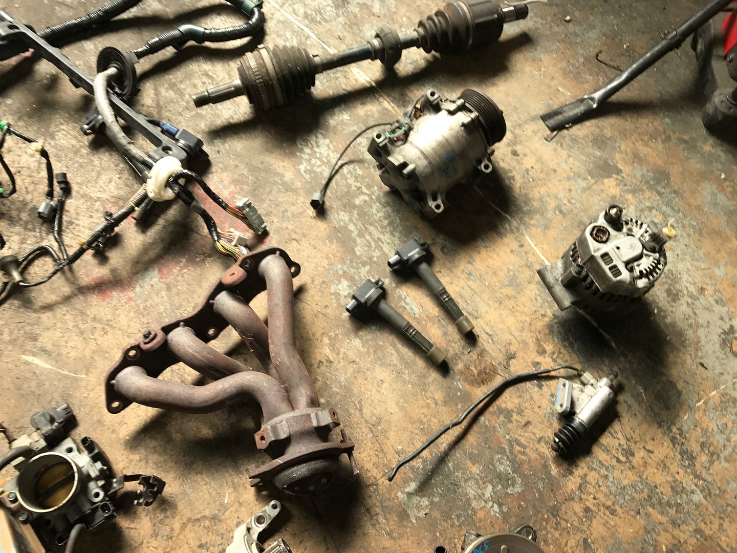 K20a2 transmission, axle, prb ecu, shifter box, cables, harness, half