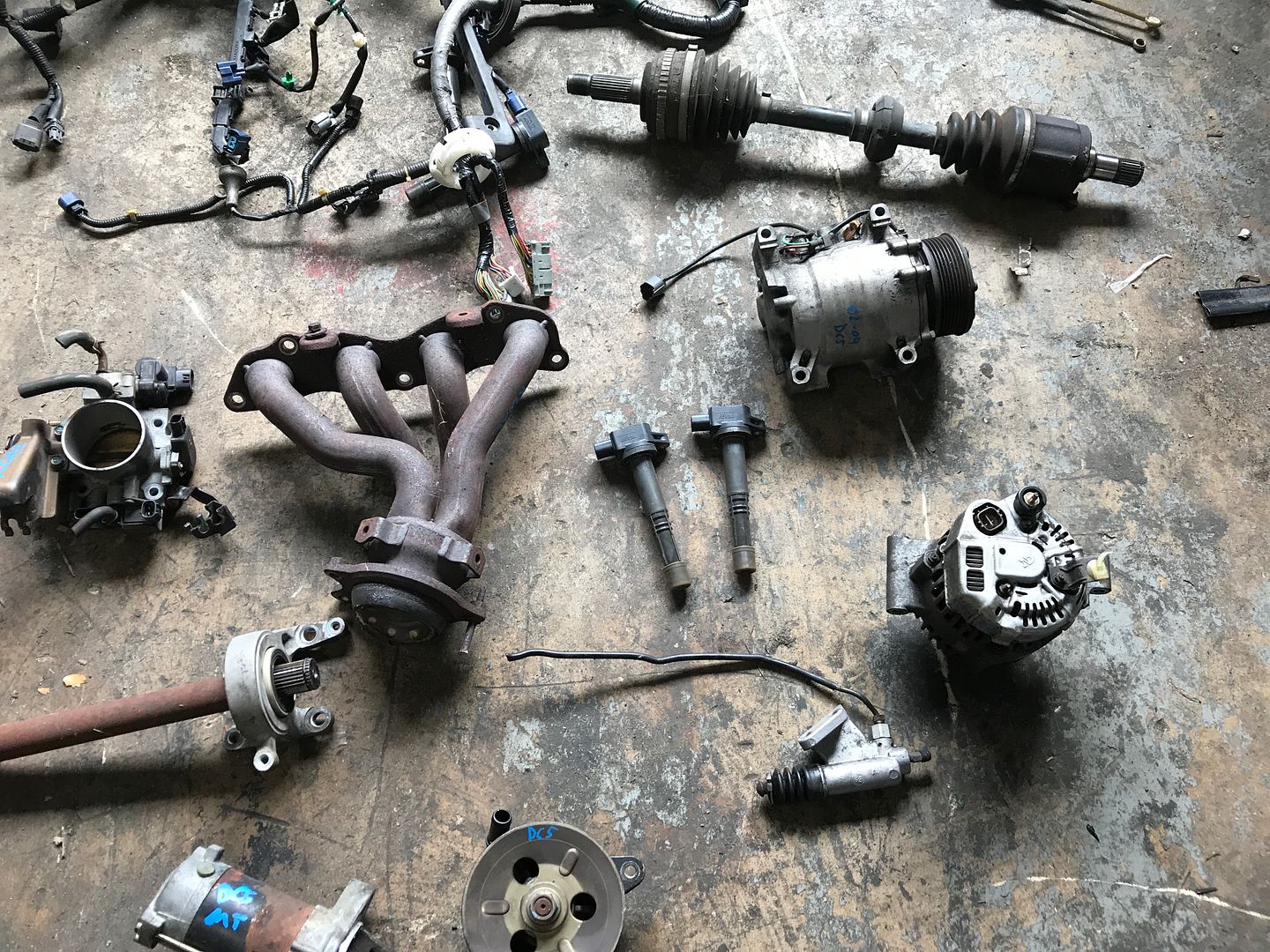 K20a2 transmission, axle, prb ecu, shifter box, cables, harness, half