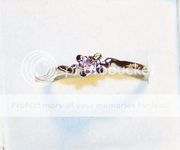 WOMANS 7.25 PINK JUNE BIRTHSTONE ZIRCONIC RING R309  