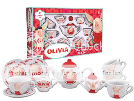 CHILDS TEA SET OLIVIA THE PIG Porcelain Set 4 Basket  