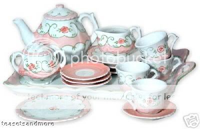 Childrens DeluxeTea Set For 4 Ring Around The Rosie Lg Childs Sz Tray 