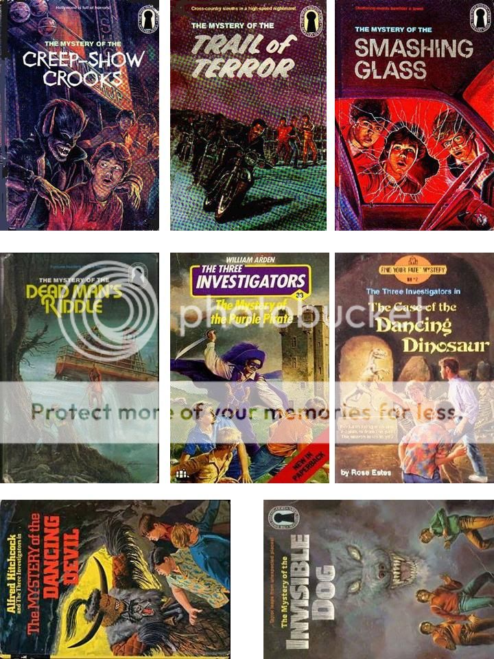 DIFFERENT IMAGES OF THE THREE INVESTIGATORS BOOK COVERS ON MAGNETS